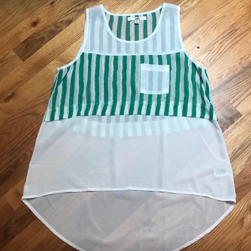 Striped Green and White Tank Top